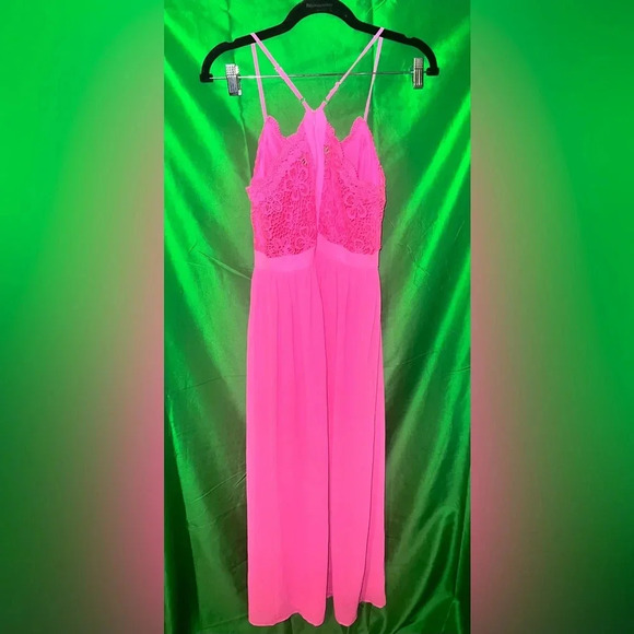No Boundaries Pink Spaghetti Strap Maxi Dress size Juniors Medium - Picture 2 of 4